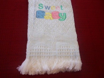 Listing 3 of 3 for BEAUTIFUL NEW BLUE SHAWL with " SWEET BABY " EMBROIDERY