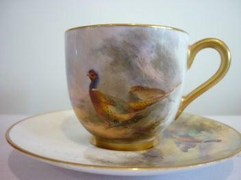 Listing 2 of 7 for PHEASANT H/ PAINTED,ROYAL WORC DEMI TASSE C & S. JAS STINTON.