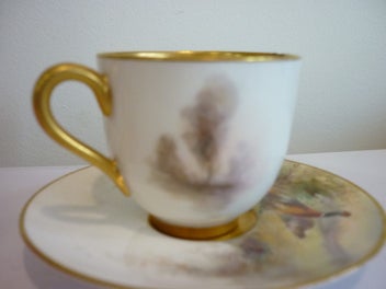 Listing 3 of 7 for PHEASANT H/ PAINTED,ROYAL WORC DEMI TASSE C & S. JAS STINTON.