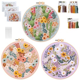 Listing 1 of 10 for 3pcs Embroidery Kit for Beginners Cross Stitch Kit with Embroidery Patterns C