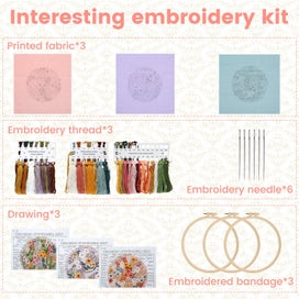 Listing 2 of 10 for 3pcs Embroidery Kit for Beginners Cross Stitch Kit with Embroidery Patterns C