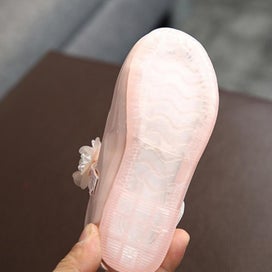 Listing 3 of 5 for Girls PU Glitter Flats Shoes Low Heel Princess Flower Wedding Party Dress Sho