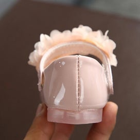Listing 5 of 5 for Girls PU Glitter Flats Shoes Low Heel Princess Flower Wedding Party Dress Sho