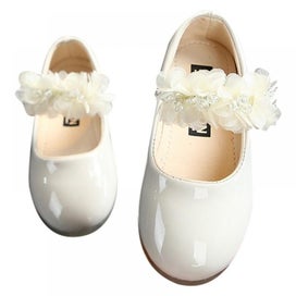 Listing 3 of 3 for Girls PU Glitter Flats Shoes Low Heel Princess Flower Wedding Party Dress Sho