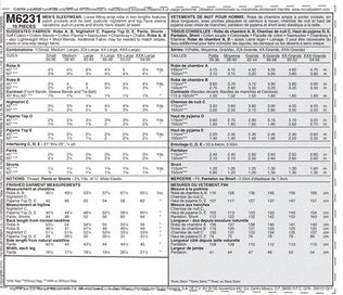 Listing 2 of 2 for McCalls Pattern 6231 Men's Sleepwear XLG-XXL-XXXL