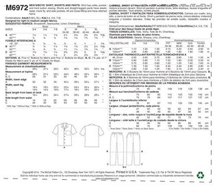 Listing 2 of 2 for McCalls Pattern 6972 Men's/Boys' Shirt Shorts and Pants SML-MED-LRG-XLG