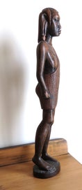Listing 10 of 11 for Vintage Hand Carved African Wood Sculpted Warrior, Imposing Sculpture 48cm tall