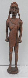 Listing 2 of 11 for Vintage Hand Carved African Wood Sculpted Warrior, Imposing Sculpture 48cm tall
