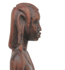 Listing 9 of 11 for Vintage Hand Carved African Wood Sculpted Warrior, Imposing Sculpture 48cm tall
