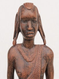Listing 7 of 11 for Vintage Hand Carved African Wood Sculpted Warrior, Imposing Sculpture 48cm tall