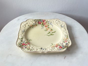 Listing 2 of 7 for Crown Ducal “Florentine” Square Plate – Embossed Floral, 21.5 cm