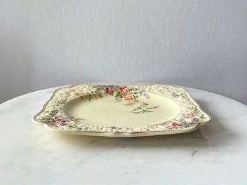 Listing 3 of 7 for Crown Ducal “Florentine” Square Plate – Embossed Floral, 21.5 cm
