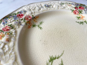 Listing 6 of 9 for Crown Ducal “Florentine” Plate – Embossed Floral, 22.5 cm