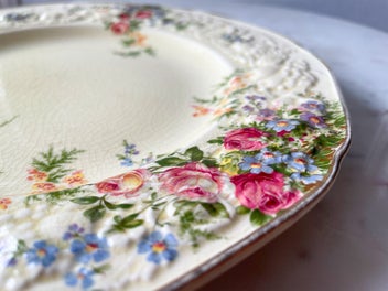 Listing 8 of 9 for Crown Ducal “Florentine” Plate – Embossed Floral, 22.5 cm
