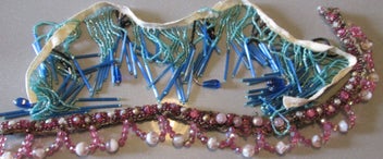 Listing 2 of 10 for Two Remnants of Very Vintage Beaded Glass Trim & Large Bullion Work Tassle