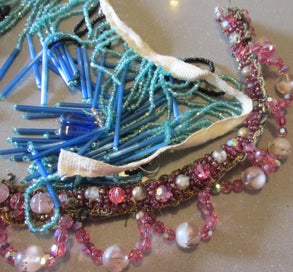 Listing 3 of 10 for Two Remnants of Very Vintage Beaded Glass Trim & Large Bullion Work Tassle