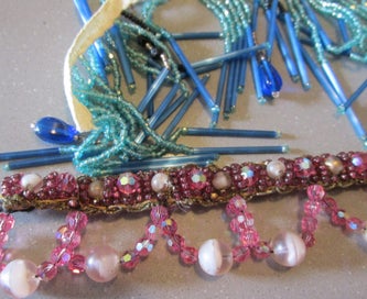 Listing 4 of 10 for Two Remnants of Very Vintage Beaded Glass Trim & Large Bullion Work Tassle