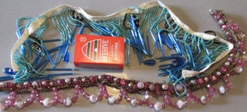 Listing 5 of 10 for Two Remnants of Very Vintage Beaded Glass Trim & Large Bullion Work Tassle