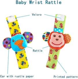 Listing 3 of 8 for 4 Pack Baby Socks Toys, Baby Feet and Fingers Socks Set, Design with Monkey a