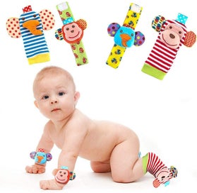 Listing 6 of 8 for 4 Pack Baby Socks Toys, Baby Feet and Fingers Socks Set, Design with Monkey a