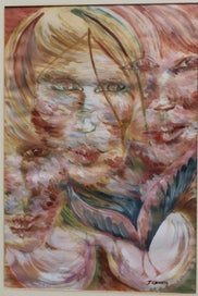 Listing 2 of 4 for Three Faces Artwork signed J Cohen