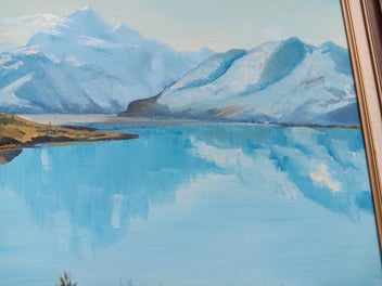 Listing 5 of 8 for Oil on Board Overlooking Lake Pukaki Aoraki/Mount Cook W D Bond 1985