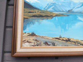 Listing 8 of 8 for Oil on Board Overlooking Lake Pukaki Aoraki/Mount Cook W D Bond 1985