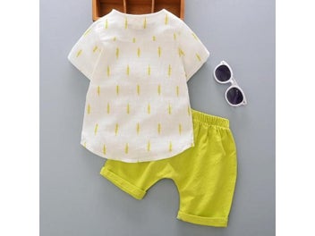 Listing 6 of 11 for Summer Toddler Baby Boy Set Kids Boys Clothes Sets Cotton Linen Print Short