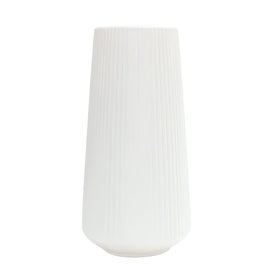 Listing 1 of 5 for ANYDECO Flower Vase White Large Ribbed Nordic Style Pot Living Room Decor