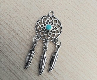 Listing 2 of 2 for 5pce Beautiful Dream Catcher Charms with Aqua Stone