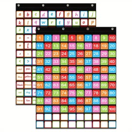 Listing 3 of 10 for 120 Pockets Hundred Pocket Chart With 150 Pieces Double-Sided Number Cards