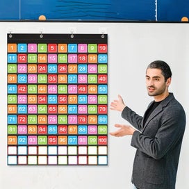Listing 6 of 10 for 120 Pockets Hundred Pocket Chart With 150 Pieces Double-Sided Number Cards