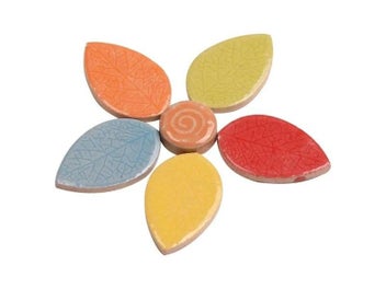 Listing 6 of 8 for [Clearance Before Chinese New Year]100g/3.52oz Leaves Porcelain Mosaic Tiles