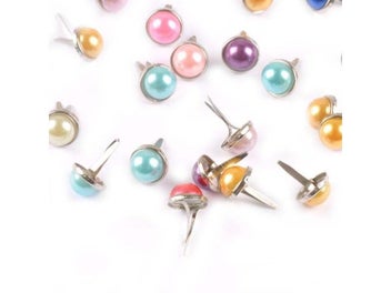 Listing 1 of 7 for Mix Color Pearl Fastener Brad For Scrapbook Embellishments Metal Craft Brads
