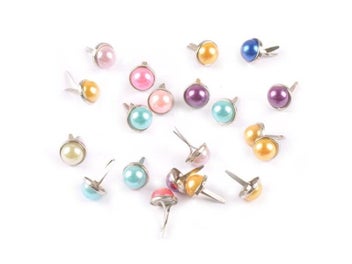 Listing 3 of 7 for Mix Color Pearl Fastener Brad For Scrapbook Embellishments Metal Craft Brads