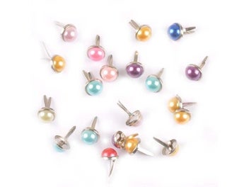 Listing 5 of 7 for Mix Color Pearl Fastener Brad For Scrapbook Embellishments Metal Craft Brads