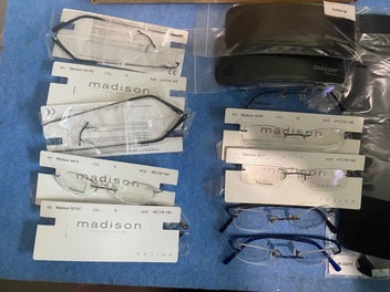 Listing 3 of 5 for Bulk Eyewear Lot - Madison Titanium & Stepper Rimless Glasses Frames + Clip-ons