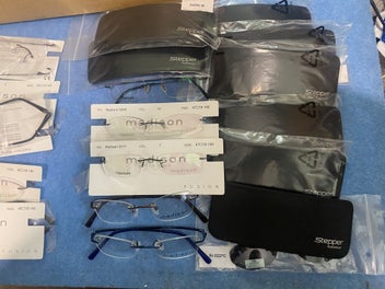 Listing 4 of 5 for Bulk Eyewear Lot - Madison Titanium & Stepper Rimless Glasses Frames + Clip-ons