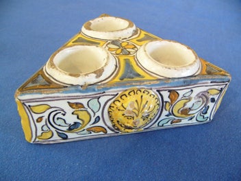 Listing 1 of 14 for Circa 1690 Delft polychrome inkwell - rare