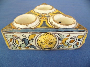 Listing 4 of 14 for Circa 1690 Delft polychrome inkwell - rare