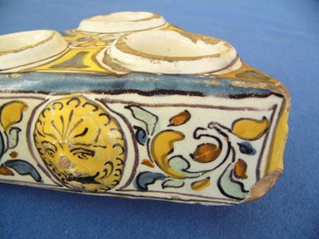 Listing 5 of 14 for Circa 1690 Delft polychrome inkwell - rare