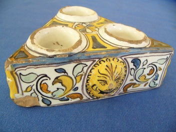 Listing 6 of 14 for Circa 1690 Delft polychrome inkwell - rare