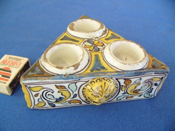 Listing 10 of 14 for Circa 1690 Delft polychrome inkwell - rare