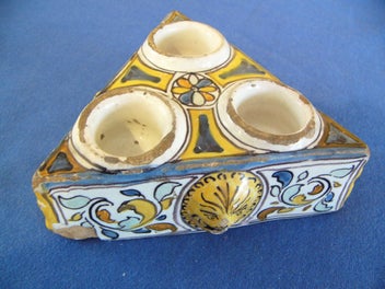 Listing 13 of 14 for Circa 1690 Delft polychrome inkwell - rare