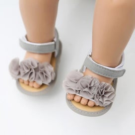 Listing 2 of 5 for Baby Girls Sparkly Flower Sandals Premium Soft Anti-Slip Cotton Sole Infant S