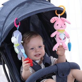 Listing 2 of 3 for Baby Hanging Rattle Squeaky Toy Animal Ring Plush Stroller Infant Bed Crib Tr