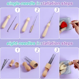 Listing 4 of 10 for Needle Felting Kit Colorful Needle Felting Starter Kit Complete Felting Wool