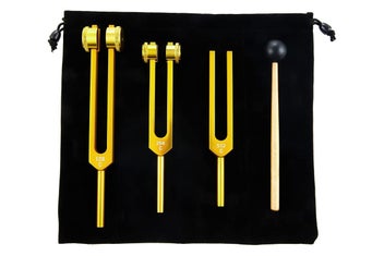 Listing 4 of 7 for 3Pcs Aluminum Tuning Forks Set 128Hz 256Hz 512Hz for Sound Healing Yoga -Gold