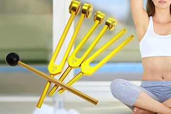 Listing 6 of 7 for 3Pcs Aluminum Tuning Forks Set 128Hz 256Hz 512Hz for Sound Healing Yoga -Gold