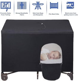 Listing 8 of 12 for Blackout Crib Cover Travel Baby Bed Tent Cot Canopy Shade